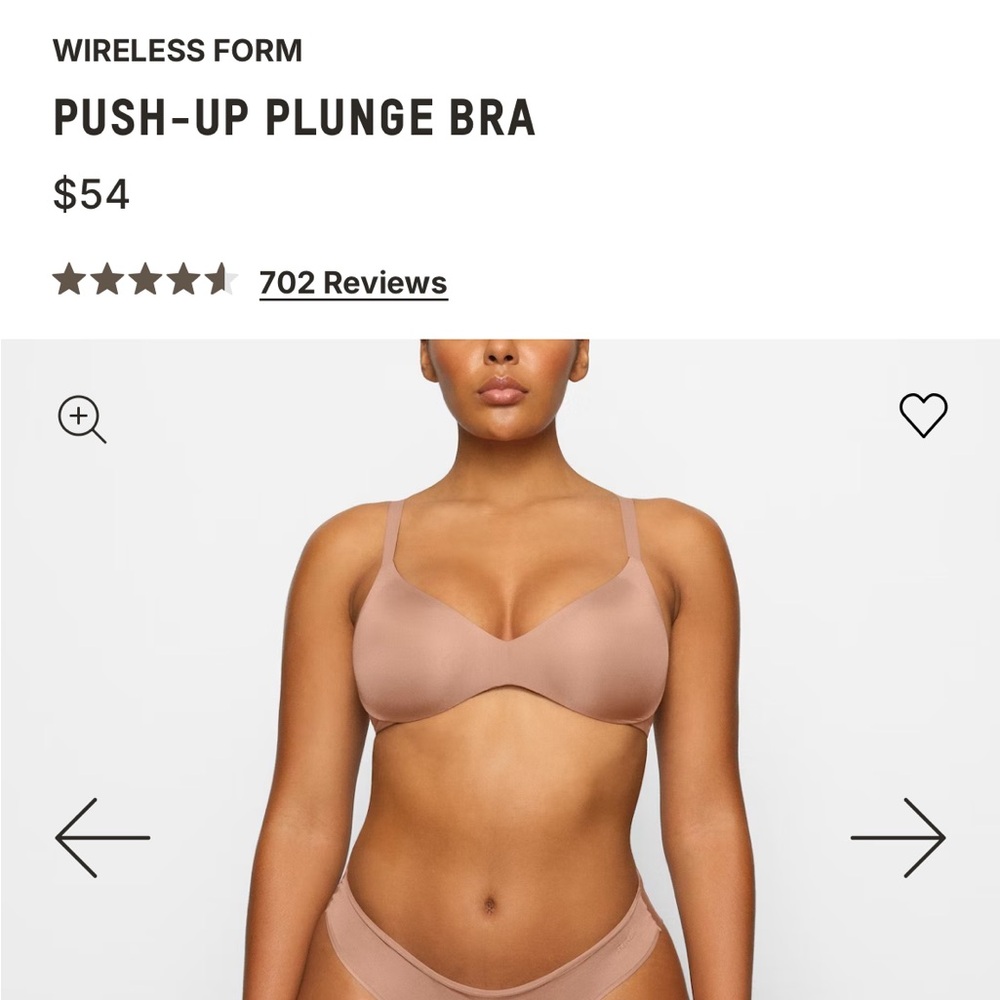 Skims wireless form push up plunge bra